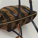 FENDI Pecan Canvas Hand Bag Brown Black Auth 124524-6