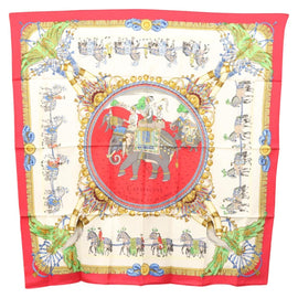HERMES Carre 90 Scarf ""CAPARACONS DE LA FRANCE ET DE L'INDE"" Silk Auth 124561