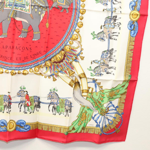HERMES Carre 90 Scarf ""CAPARACONS DE LA FRANCE ET DE L'INDE"" Silk Auth 124561