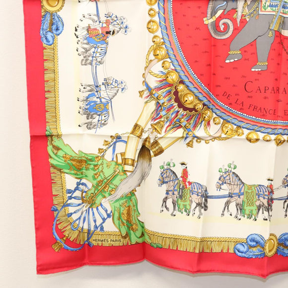 HERMES Carre 90 Scarf ""CAPARACONS DE LA FRANCE ET DE L'INDE"" Silk Auth 124561