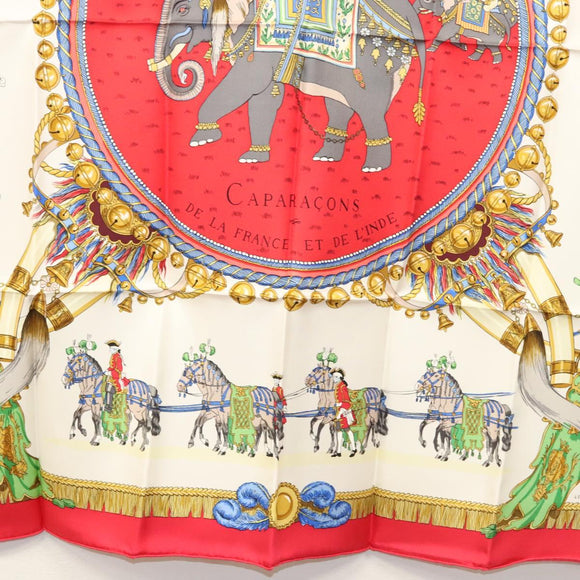 HERMES Carre 90 Scarf ""CAPARACONS DE LA FRANCE ET DE L'INDE"" Silk Auth 124561