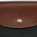 LONGCHAMP Hand Bag Nylon Leather Gray Gold Auth 124565-17