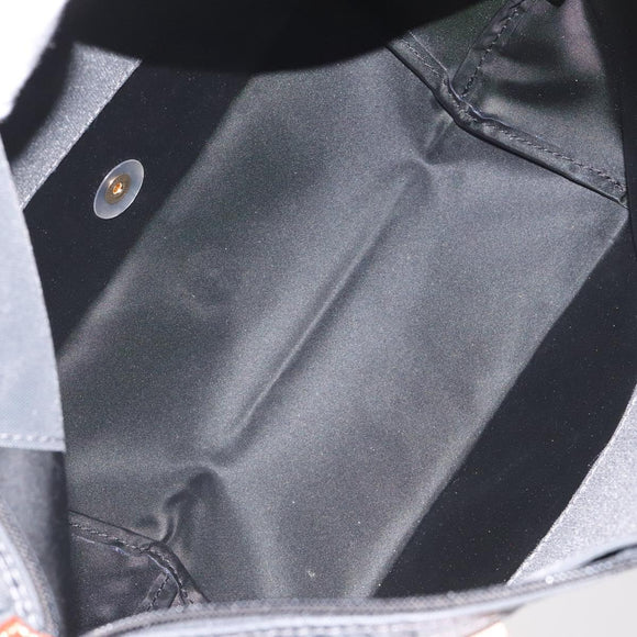 LONGCHAMP Hand Bag Nylon Leather Gray Gold Auth 124565