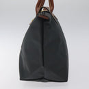 LONGCHAMP Hand Bag Nylon Leather Gray Gold Auth 124565-3