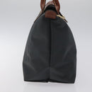 LONGCHAMP Hand Bag Nylon Leather Gray Gold Auth 124565-4