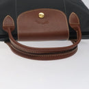 LONGCHAMP Hand Bag Nylon Leather Gray Gold Auth 124565-7