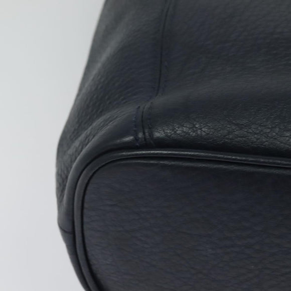 Coach Shoulder Bag Leather Navy Gold Auth 124594