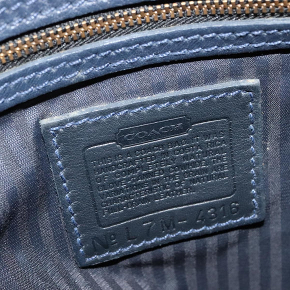 Coach Shoulder Bag Leather Navy Gold Auth 124594