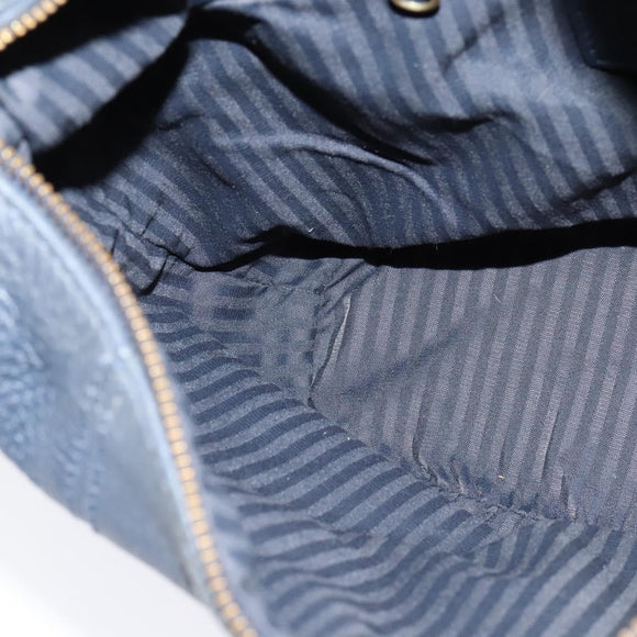 Coach Shoulder Bag Leather Navy Gold Auth 124594