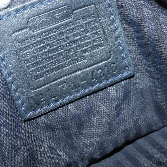 Coach Shoulder Bag Leather Navy Gold Auth 124594