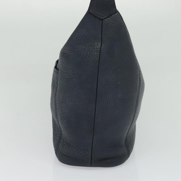 Coach Shoulder Bag Leather Navy Gold Auth 124594