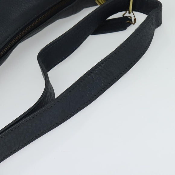 Coach Shoulder Bag Leather Navy Gold Auth 124594