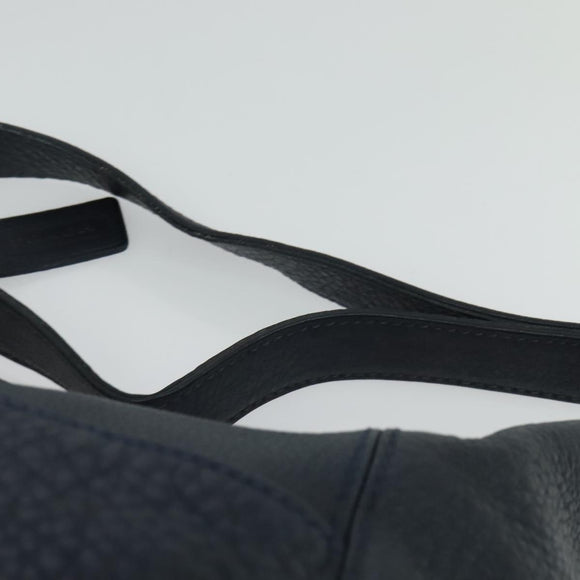 Coach Shoulder Bag Leather Navy Gold Auth 124594