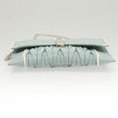 Miu Miu Matelasse Chain Shoulder Bag Leather Light Blue Silver Auth 124604-6