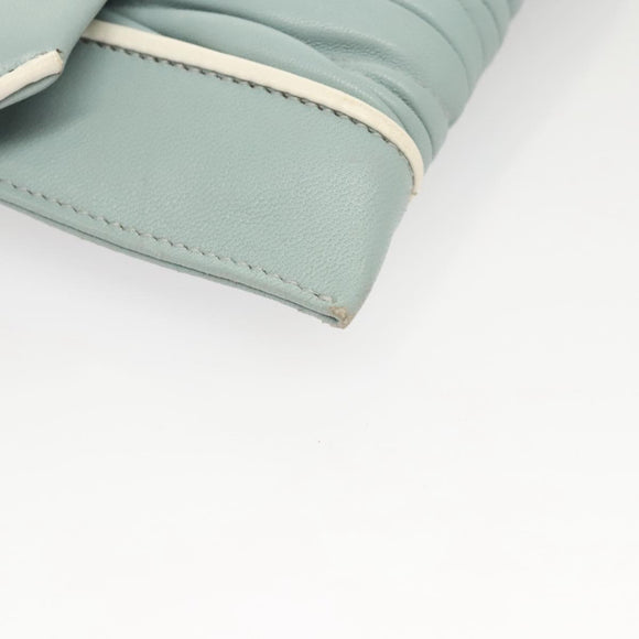 Miu Miu Matelasse Chain Shoulder Bag Leather Light Blue Silver Auth 124604