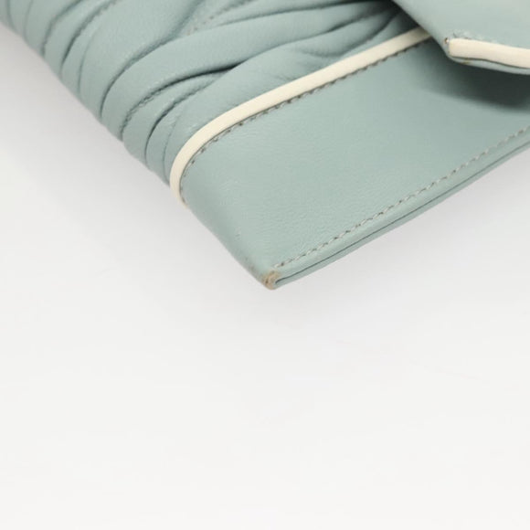 Miu Miu Matelasse Chain Shoulder Bag Leather Light Blue Silver Auth 124604