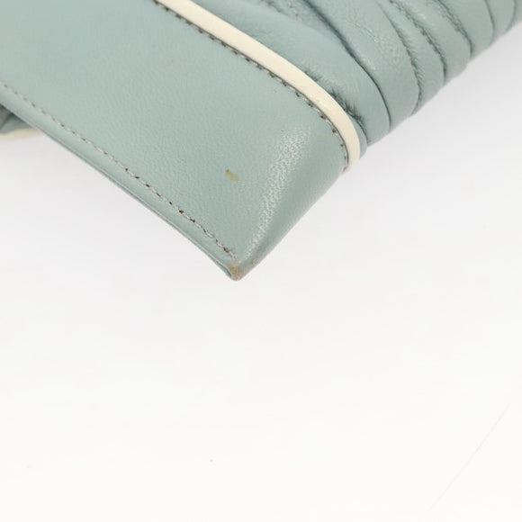 Miu Miu Matelasse Chain Shoulder Bag Leather Light Blue Silver Auth 124604