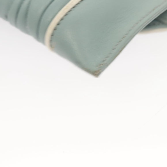 Miu Miu Matelasse Chain Shoulder Bag Leather Light Blue Silver Auth 124604