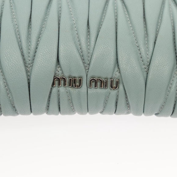 Miu Miu Matelasse Chain Shoulder Bag Leather Light Blue Silver Auth 124604