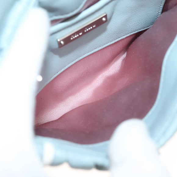 Miu Miu Matelasse Chain Shoulder Bag Leather Light Blue Silver Auth 124604