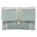 Miu Miu Matelasse Chain Shoulder Bag Leather Light Blue Silver Auth 124604-13
