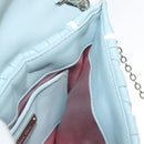 Miu Miu Matelasse Chain Shoulder Bag Leather Light Blue Silver Auth 124604-21