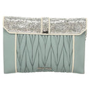 Miu Miu Matelasse Chain Shoulder Bag Leather Light Blue Silver Auth 124604-2