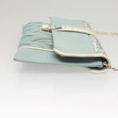 Miu Miu Matelasse Chain Shoulder Bag Leather Light Blue Silver Auth 124604-4