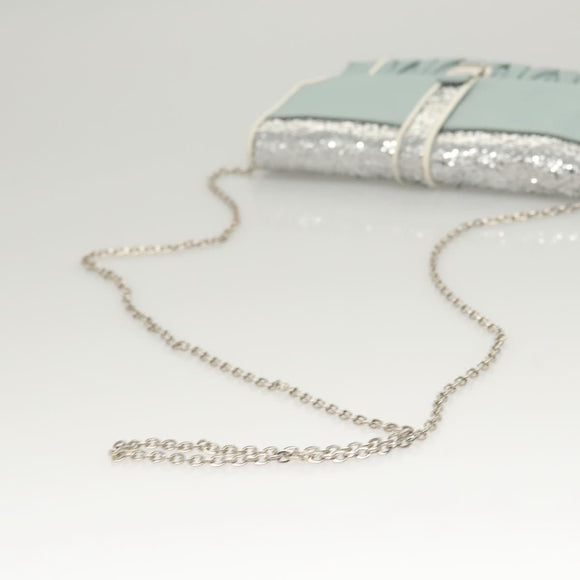 Miu Miu Matelasse Chain Shoulder Bag Leather Light Blue Silver Auth 124604