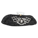 CHANEL Clutch Bag Tweed Black Gold CC Auth 124606AV-1