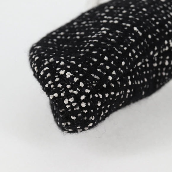 CHANEL Clutch Bag Tweed Black Gold CC Auth 124606AV