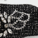 CHANEL Clutch Bag Tweed Black Gold CC Auth 124606AV-17