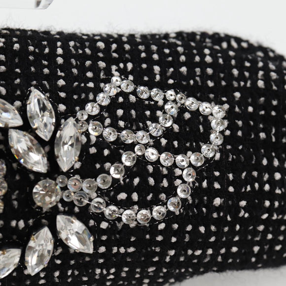 CHANEL Clutch Bag Tweed Black Gold CC Auth 124606AV