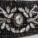 CHANEL Clutch Bag Tweed Black Gold CC Auth 124606AV-18