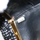 CHANEL Clutch Bag Tweed Black Gold CC Auth 124606AV-10