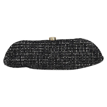 CHANEL Clutch Bag Tweed Black Gold CC Auth 124606AV - 0