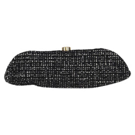 CHANEL Clutch Bag Tweed Black Gold CC Auth 124606SAV - 0