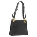 Salvatore Ferragamo Gancini Shoulder Bag Leather Black Gold Auth 124607-1