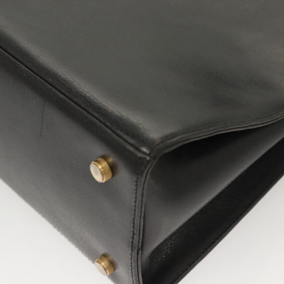 Salvatore Ferragamo Gancini Shoulder Bag Leather Black Gold Auth 124607