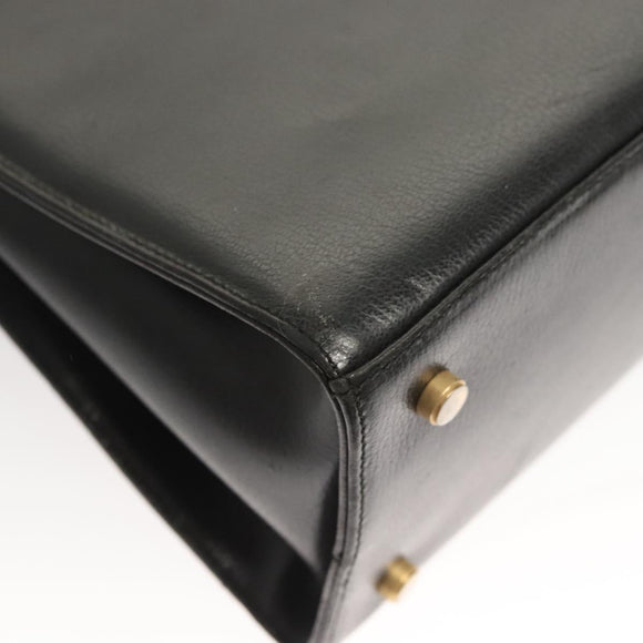 Salvatore Ferragamo Gancini Shoulder Bag Leather Black Gold Auth 124607