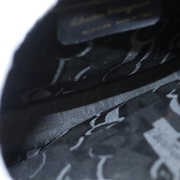 Salvatore Ferragamo Gancini Shoulder Bag Leather Black Gold Auth 124607