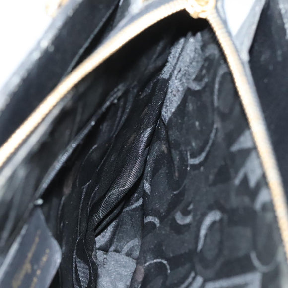 Salvatore Ferragamo Gancini Shoulder Bag Leather Black Gold Auth 124607