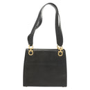 Salvatore Ferragamo Gancini Shoulder Bag Leather Black Gold Auth 124607-13