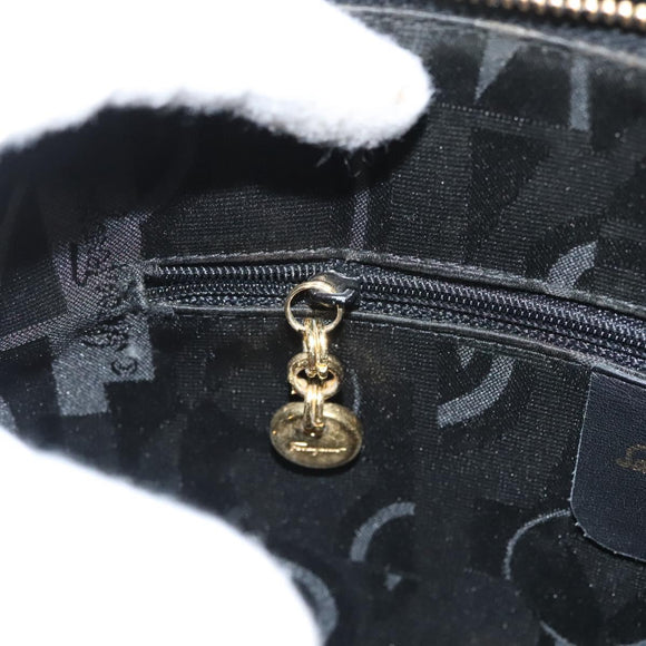 Salvatore Ferragamo Gancini Shoulder Bag Leather Black Gold Auth 124607