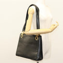Salvatore Ferragamo Gancini Shoulder Bag Leather Black Gold Auth 124607-23