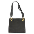 Salvatore Ferragamo Gancini Shoulder Bag Leather Black Gold Auth 124607-2