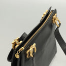Salvatore Ferragamo Gancini Shoulder Bag Leather Black Gold Auth 124607-6