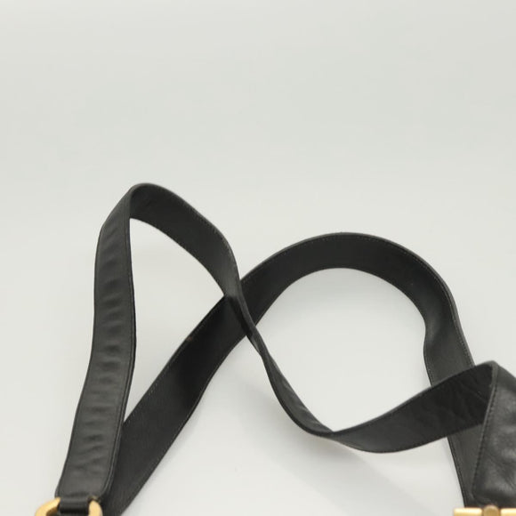 Salvatore Ferragamo Gancini Shoulder Bag Leather Black Gold Auth 124607