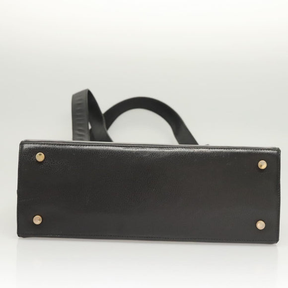 Salvatore Ferragamo Gancini Shoulder Bag Leather Black Gold Auth 124607