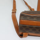 CELINE Macadam Canvas Backpack PVC Leather Brown Gold Auth 124609-14